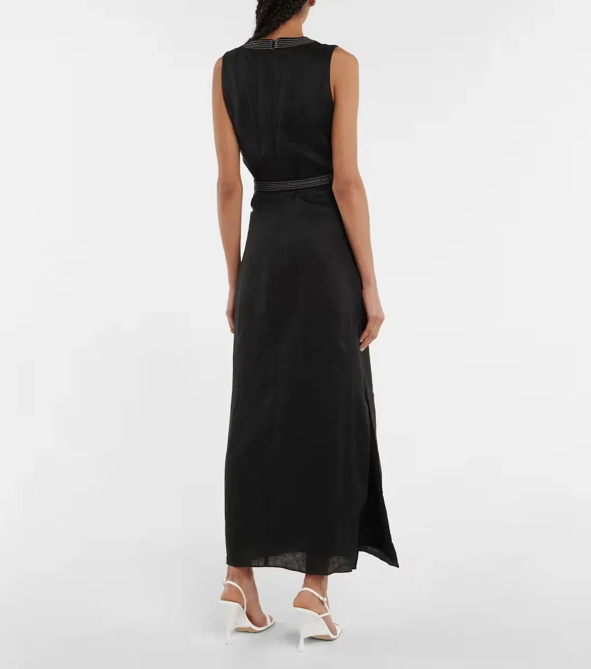 Sir the Label Vilma Cut Out Linen Maxi Dress in Black Size 8 - Image 2