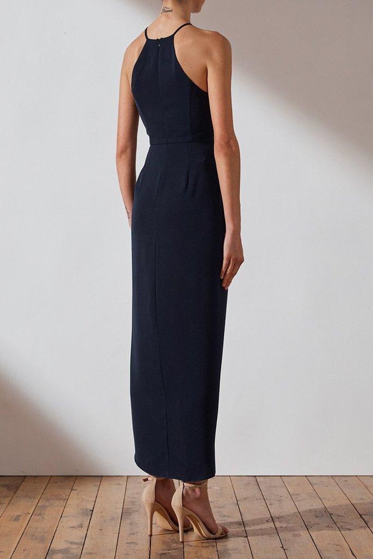 Shona Joy Core High Neck Ruched Dress - Navy - Size 10 - Bridesmaid - Cocktail - Image 2