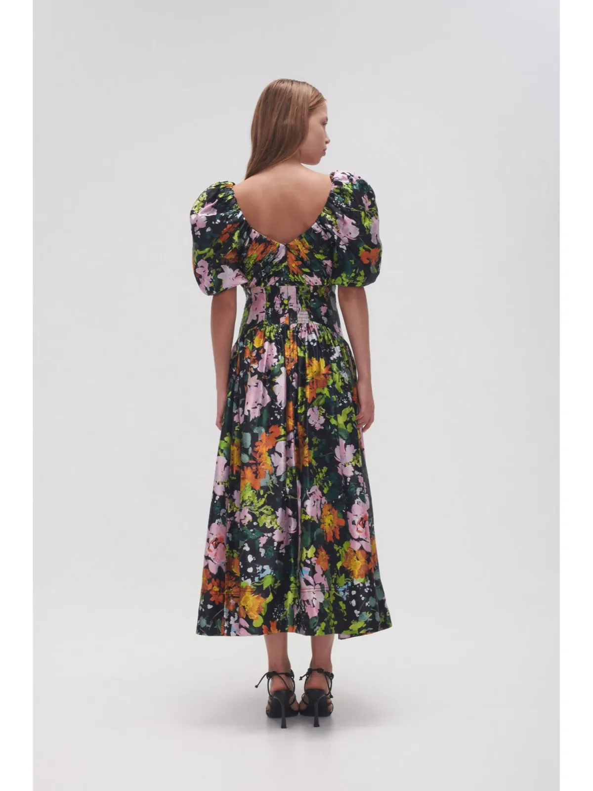 Aje Gabrielle Plunge Midi Dress Midnight Floral Size AU 8  - Image 4