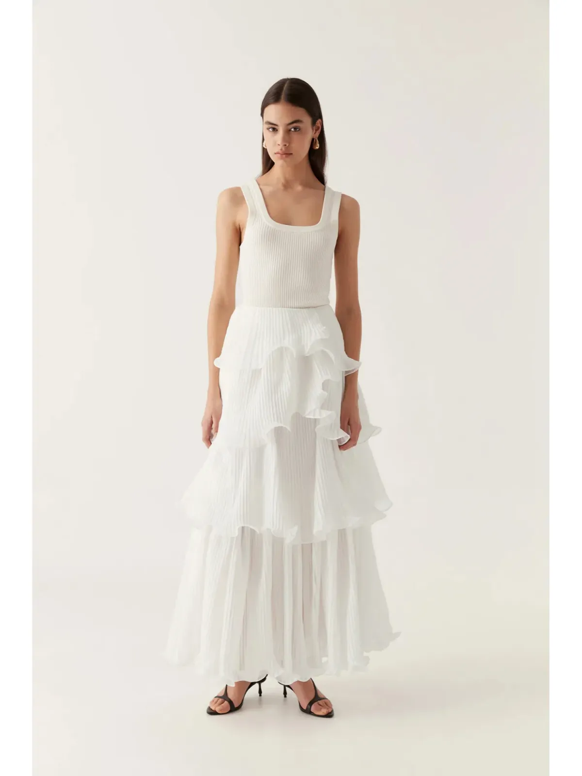 Aje Cosmos Tiered Maxi Skirt In White Size AU 8 - Image 1