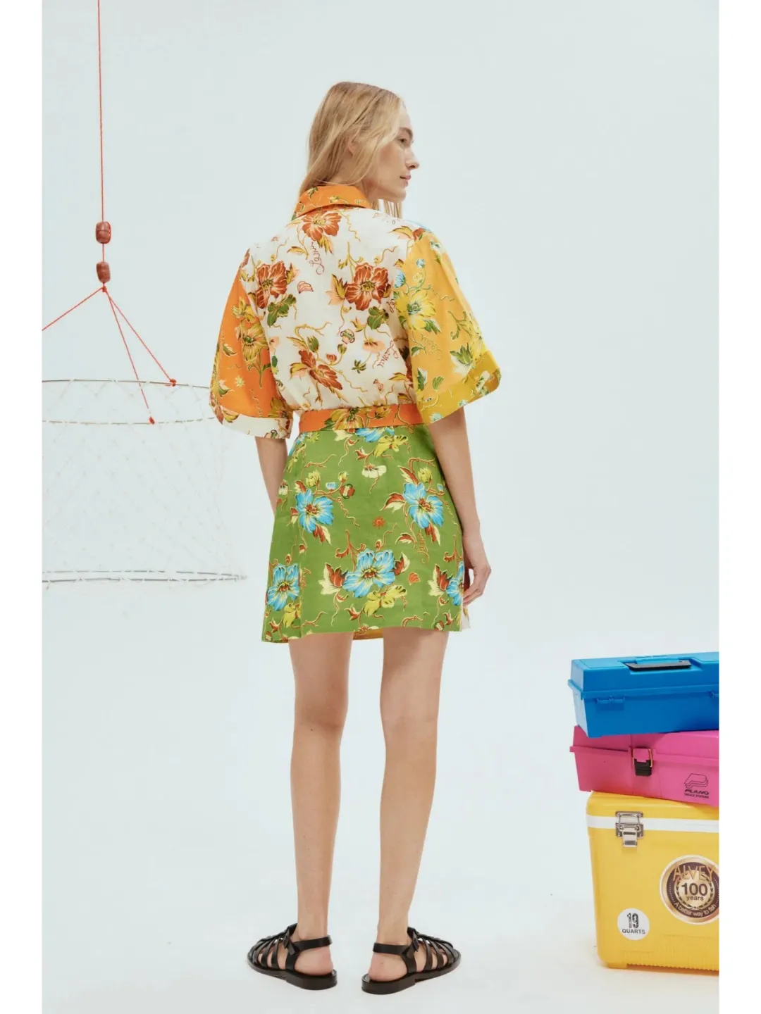 Alemais Hotel Lamu Spliced Mini Dress in Multi Size AU 10 for rent on The Volte - main image