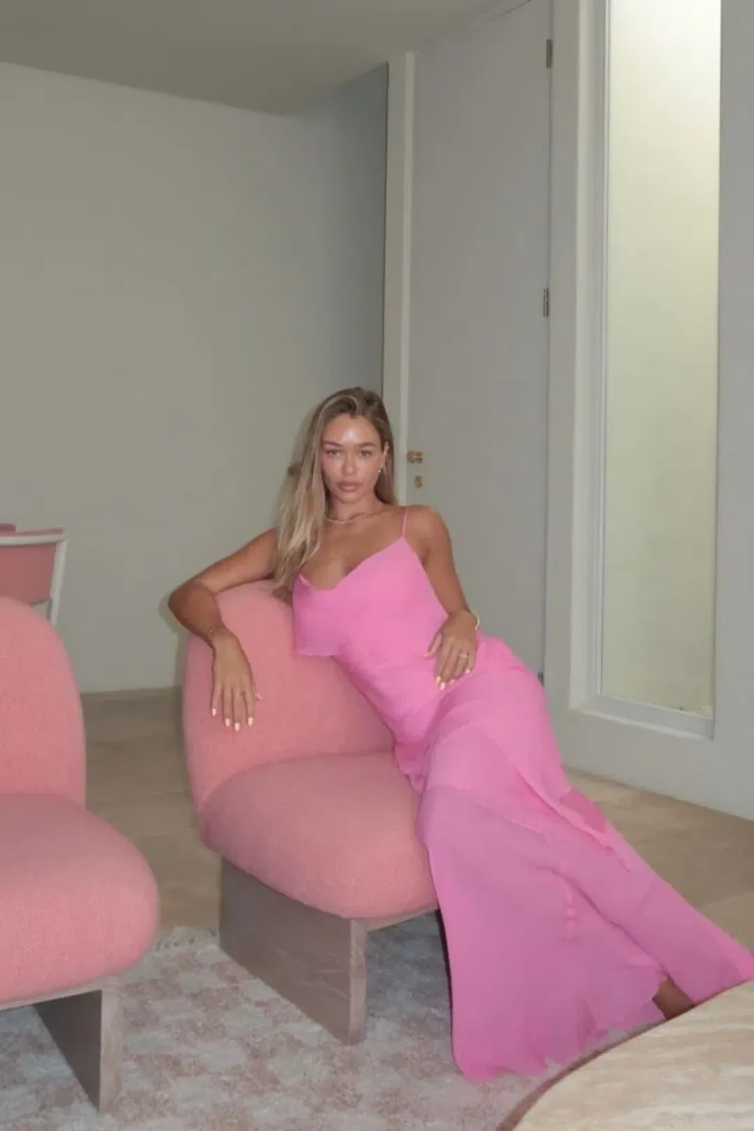 Suboo Tanya Strappy Cowl Neck Midi Dress Rose PInk Size S / AU 8 for rent on The Volte - main image