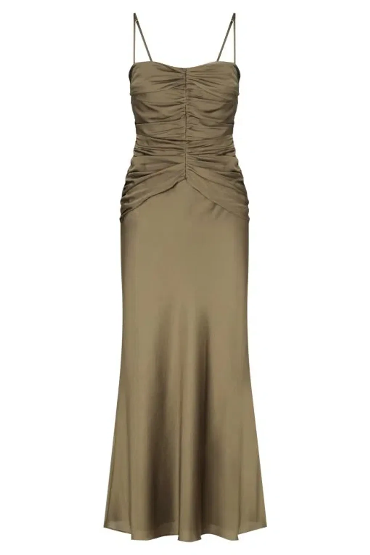 Shona Joy Luxe Ruched Bodice Midi Dress in Pine Size 10 - Image 4
