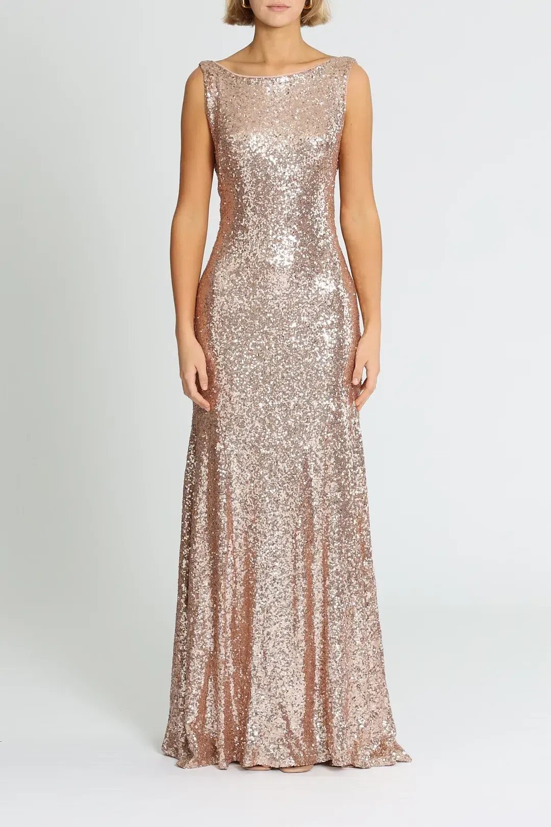 Theia Gemma Gown in Rose Gold Size 12 for rent on The Volte - main image