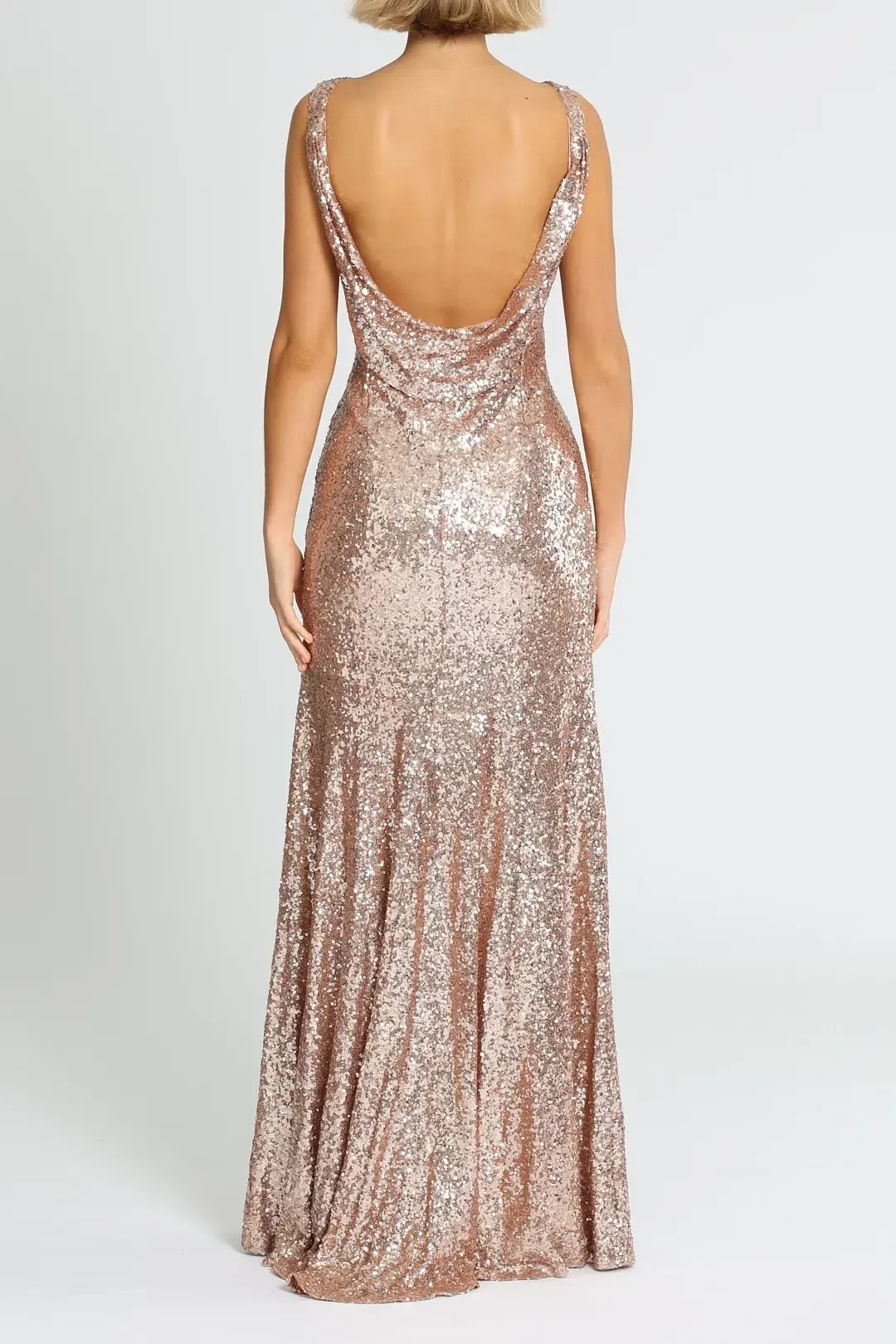 Theia Gemma Gown in Rose Gold Size 14 for rent on The Volte - main image