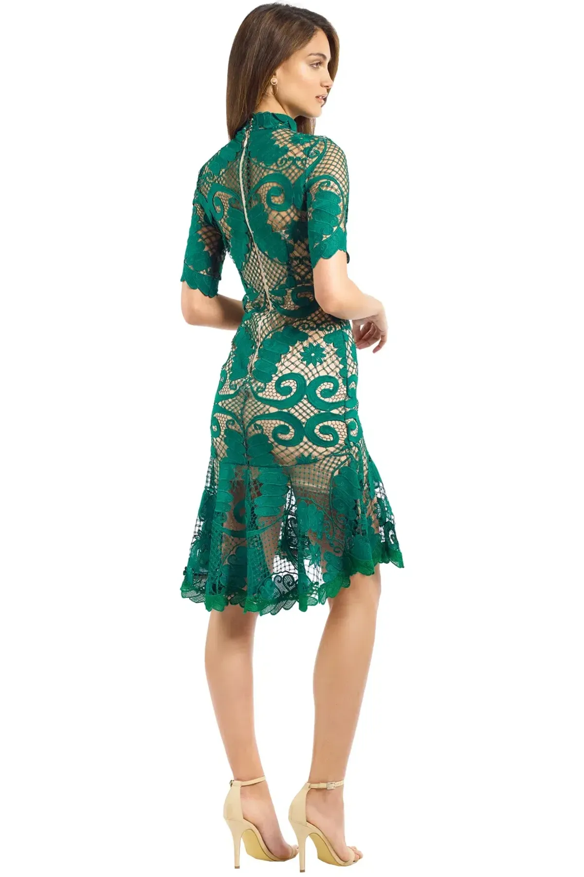 Thurley Babylon Lace Dress in Emerald Size 6 - Image 3
