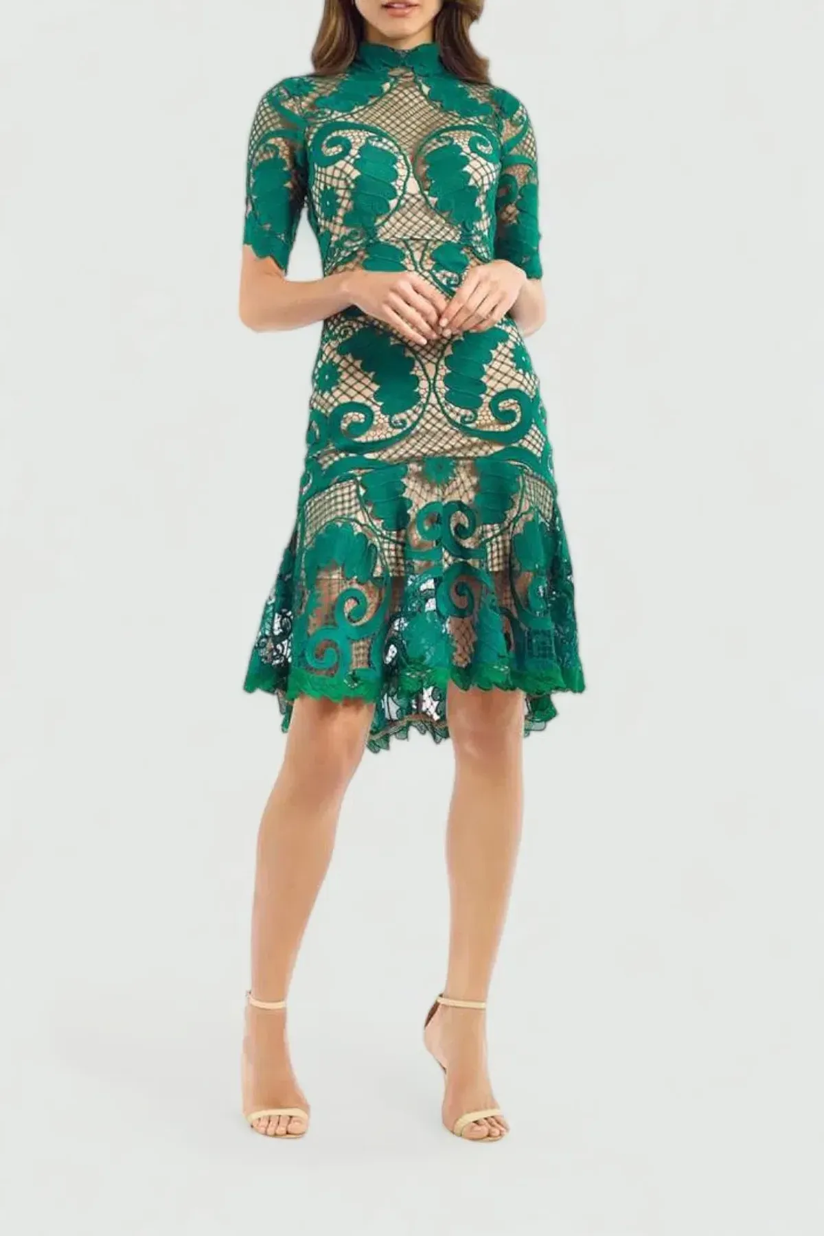 Thurley Babylon Lace Dress in Emerald Size 6 - Image 1
