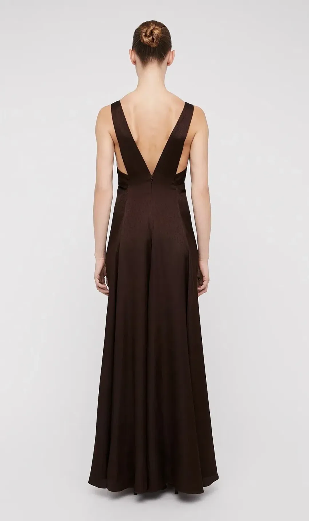 Scanlan Theodore Silk Jacquard Gown Chocolate Brown Size 12  for rent on The Volte - main image