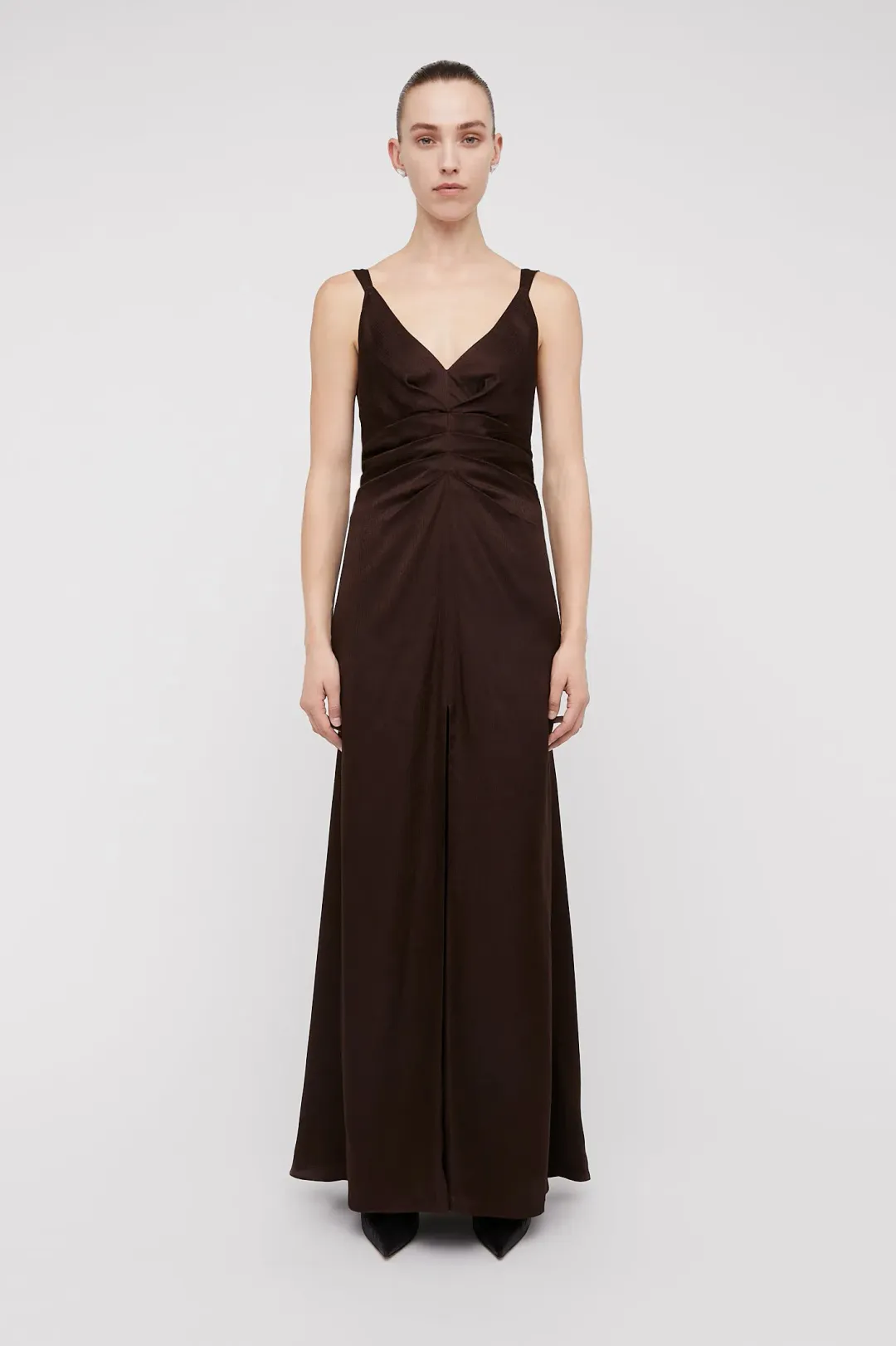 Scanlan Theodore Silk Jacquard Gown Chocolate Brown Size 12  for rent on The Volte - main image