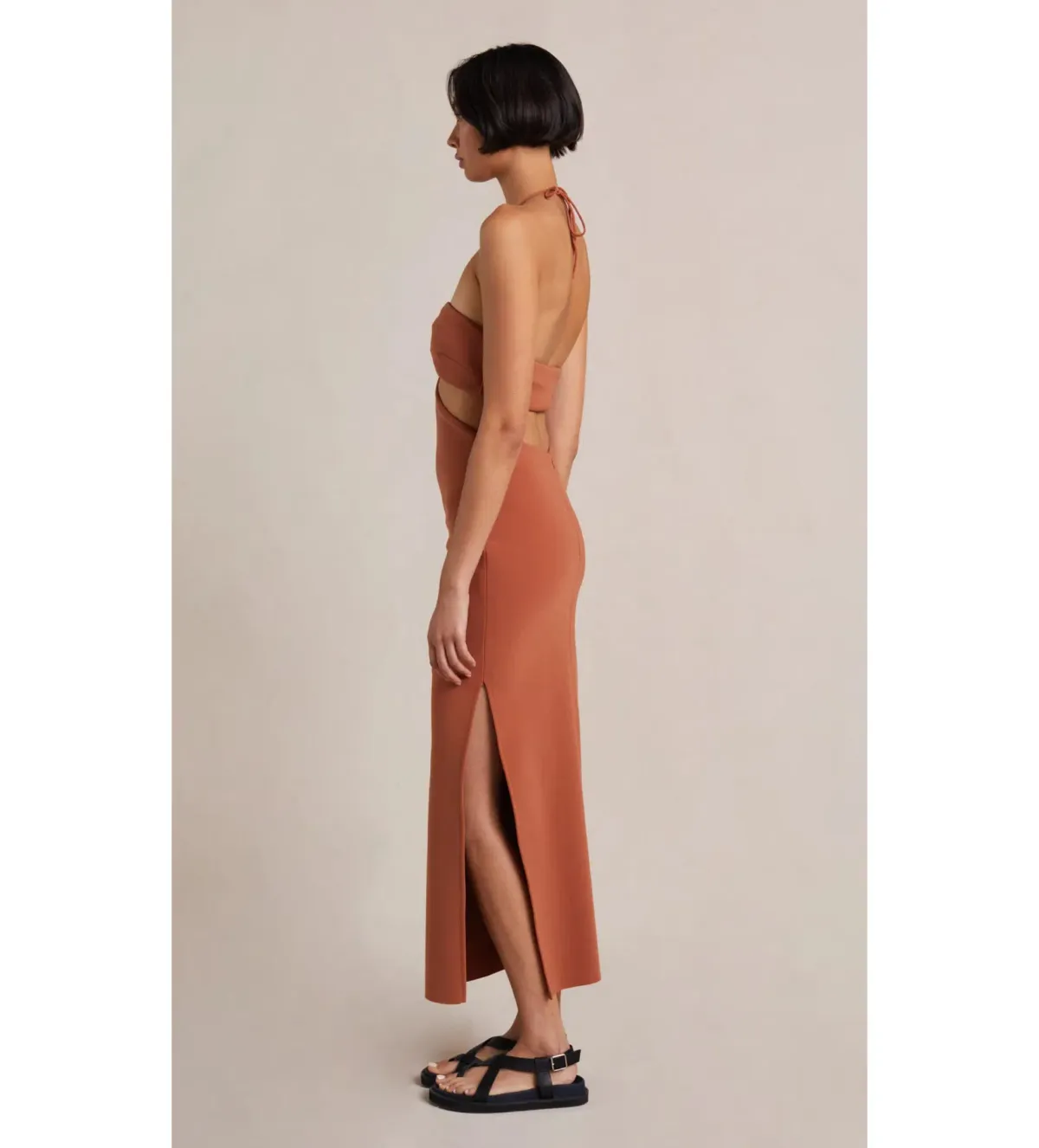 Bec & Bridge Alba Cut Out Midi Dress Terracotta Size AU 6 - Image 2