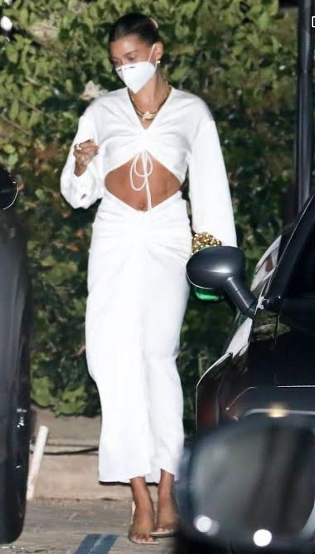 Christopher Esber Ruched Disconnect Shirt Dress White Size 10 for rent on The Volte - main image