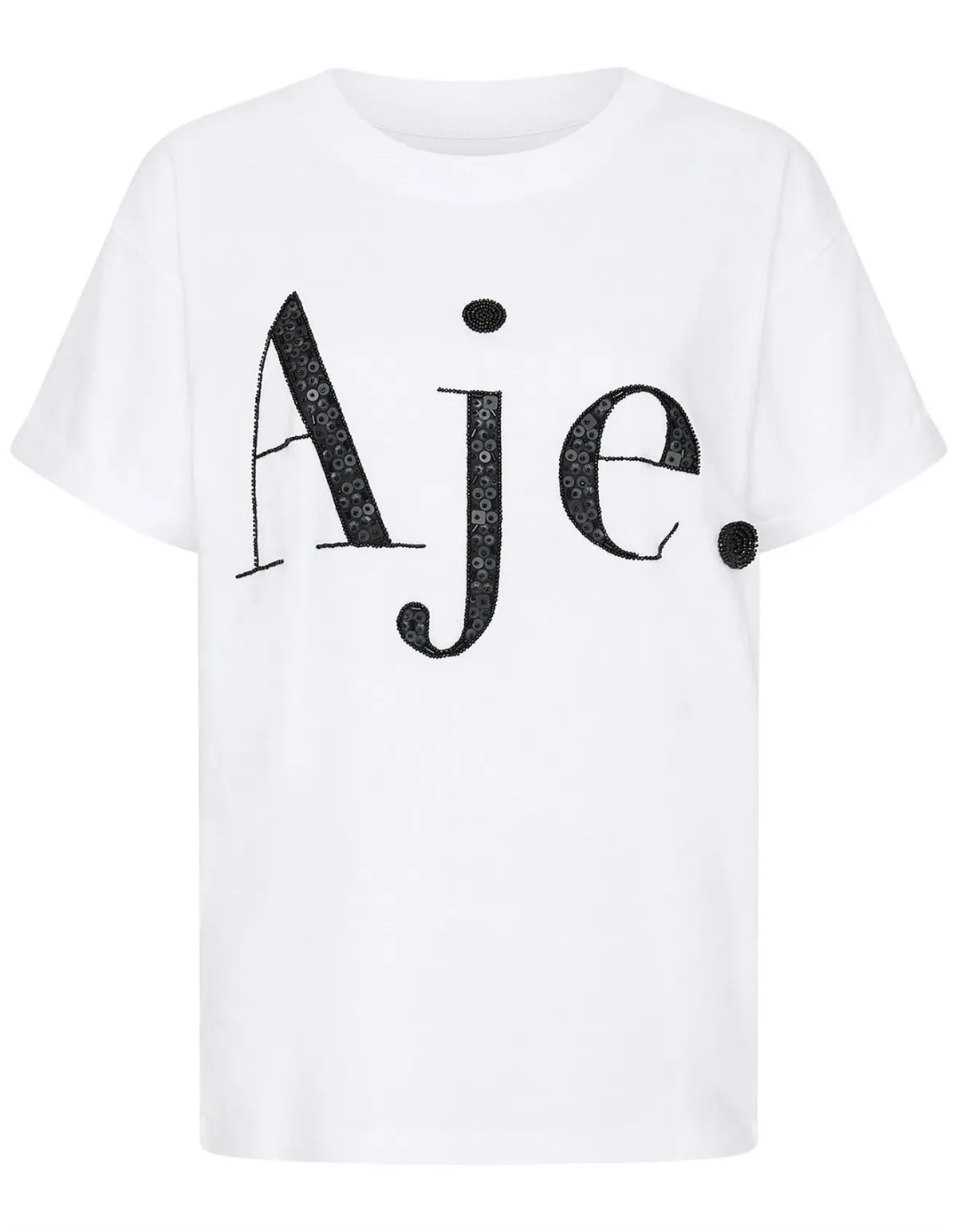 Aje Belmond Mini Skirt in Denim Blue Size 8 and Logo Tee White Print Size 6 Set - Image 7