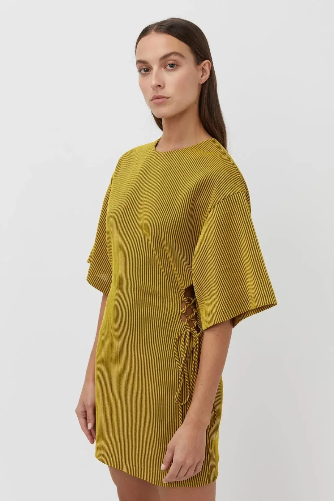 Camilla and Marc Izaro Cut Out Mini Dress Stripe Size 8 for rent on The Volte - main image