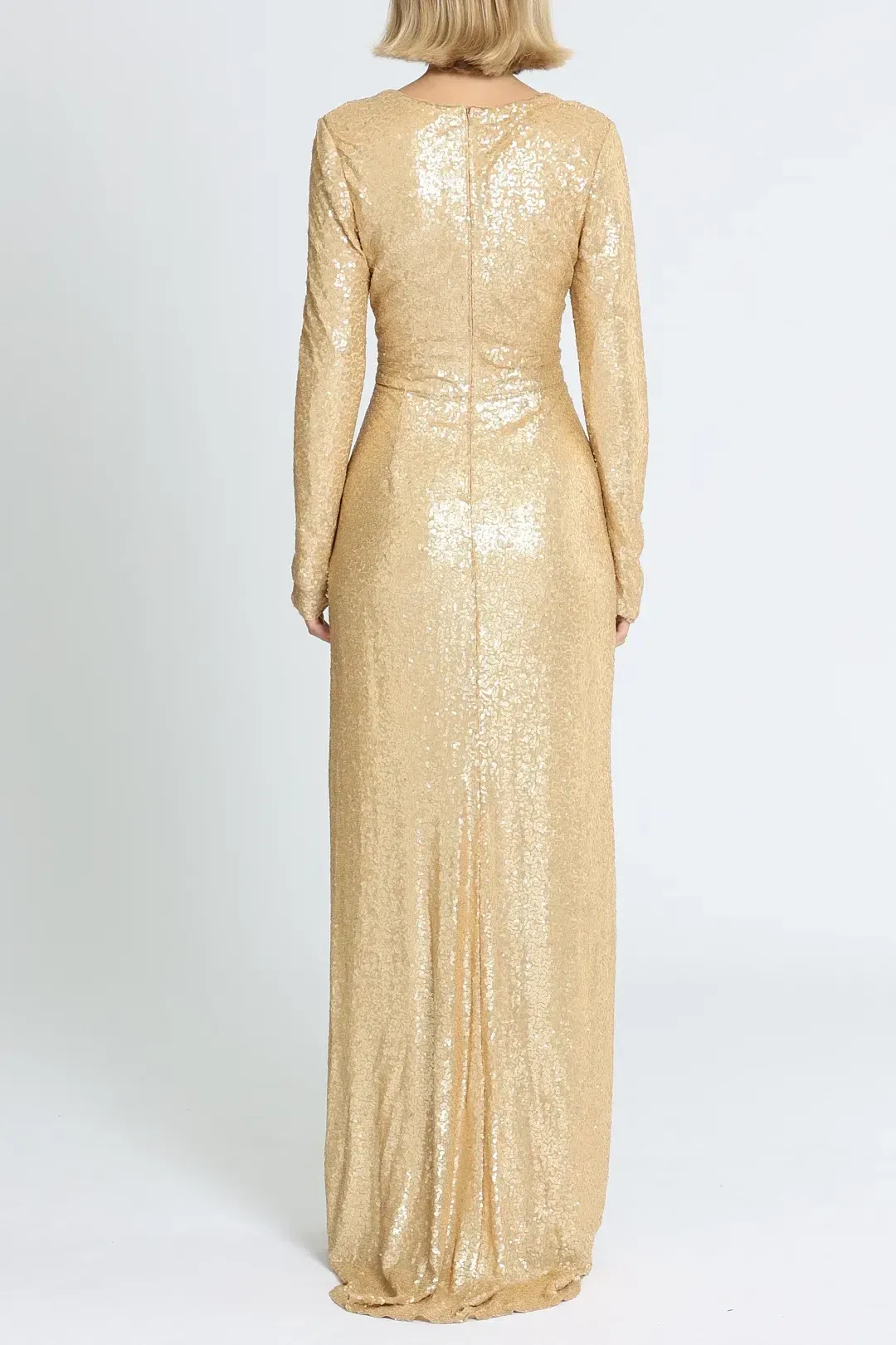Tadashi Shoji Angelique Drape Gown Gold Size 12 for rent on The Volte - main image