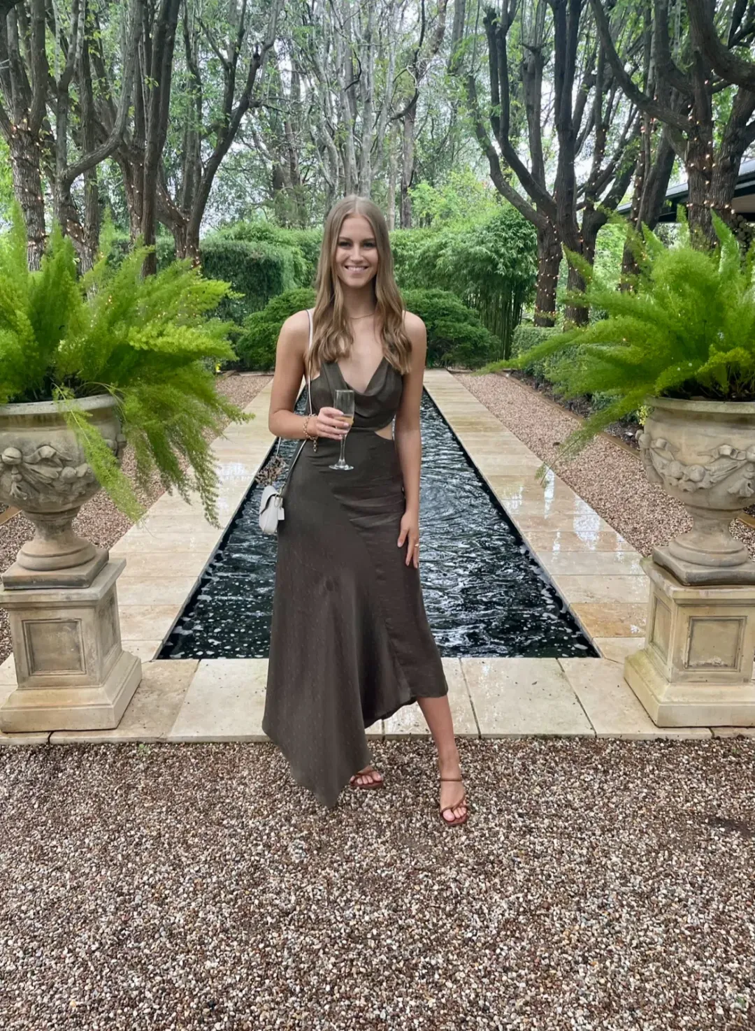 One Fell Swoop Josephine Midi Dress Lotus Suede Size 8 for rent on The Volte - main image