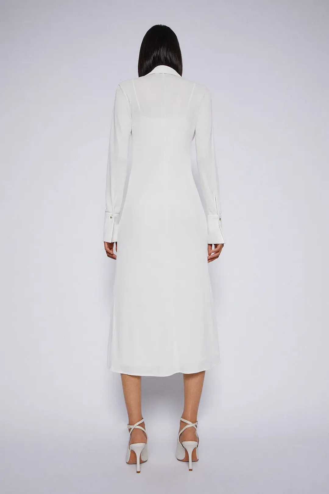 Scanlan Theodore Drape Gold Trim Dress White Size 10 for rent on The Volte - main image