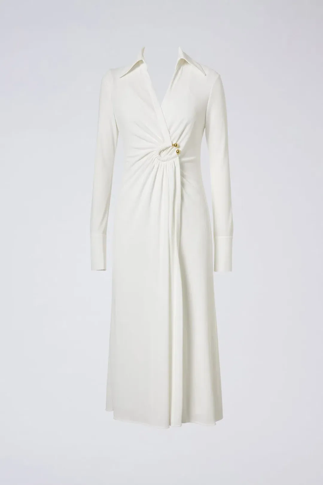 Scanlan Theodore Drape Gold Trim Dress White Size 10 for rent on The Volte - main image