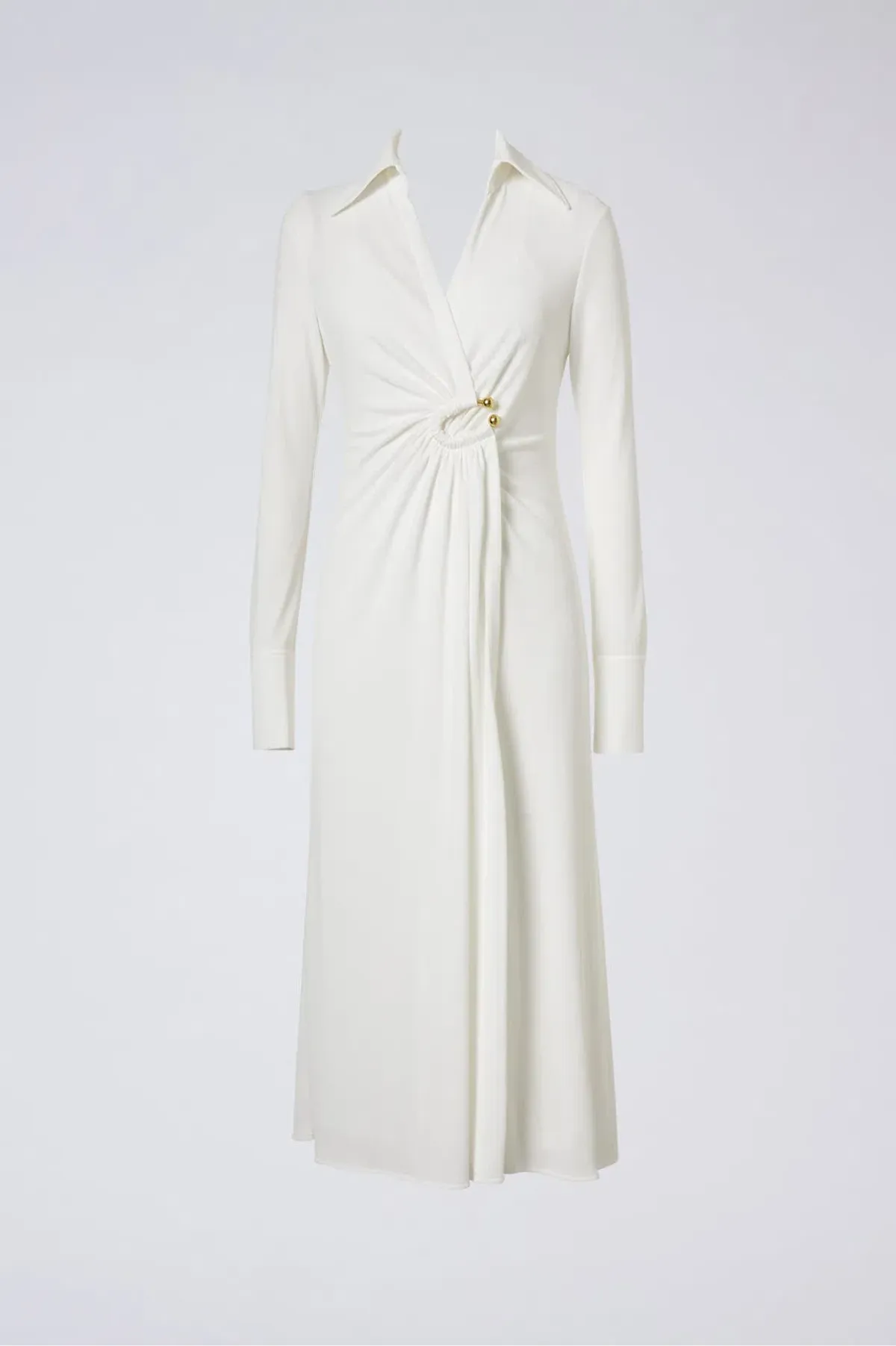 Scanlan Theodore Drape Gold Trim Dress White Size 10 - Image 3