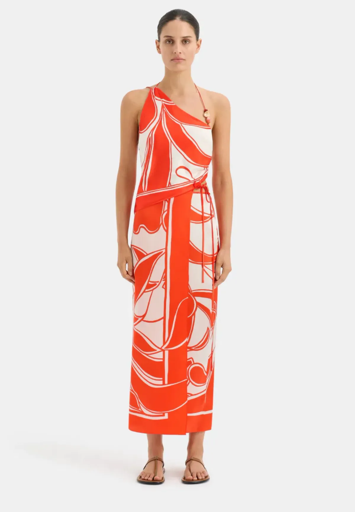 Sir the Label Ramona Asymmetric Top and Wrap Skirt Set Orange Print Size 0P/ AU 6 - Image 1
