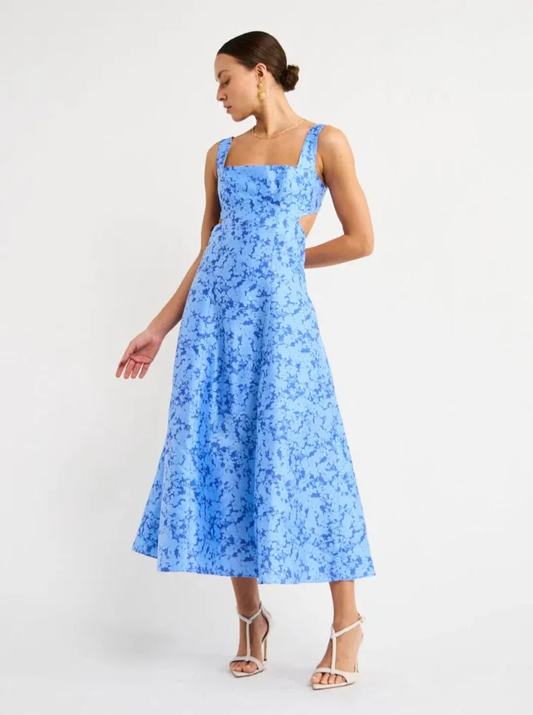 Acler  Pennant Dress in Blue Iris Floral Print Size 10 for rent on The Volte - main image