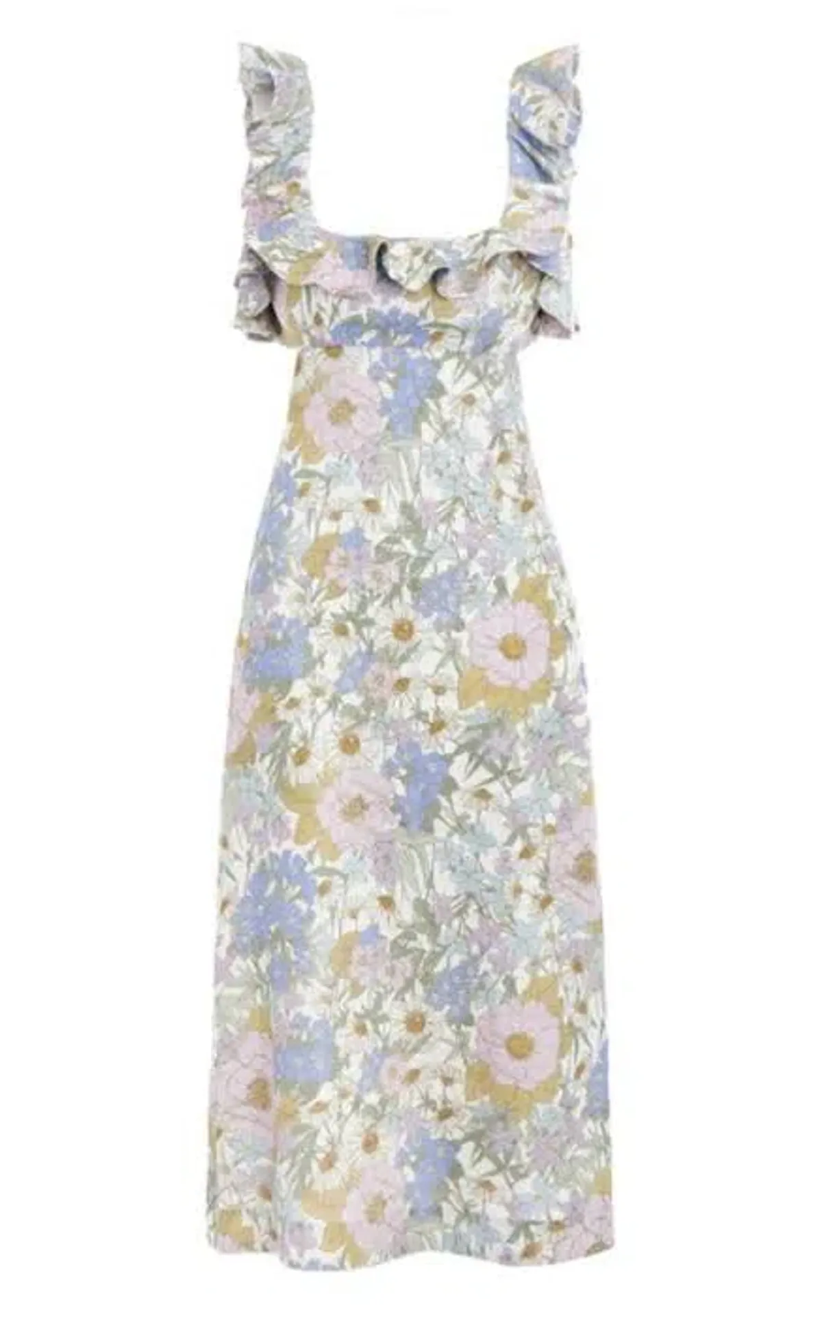 Zimmermann Super Eight Frilled Midi Dress Blue Meadow Floral Size 3 - Image 3