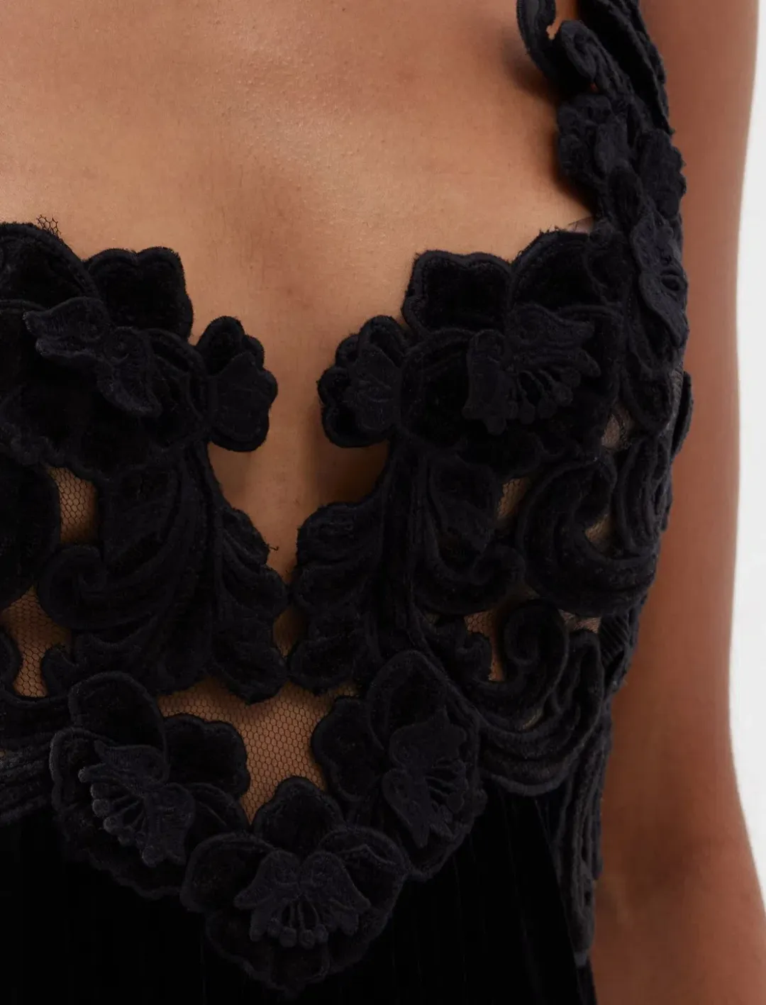 Zimmermann Sensory Bodice Velvet Slip Dress Black Size 3 / AU 12-14 for rent on The Volte - main image