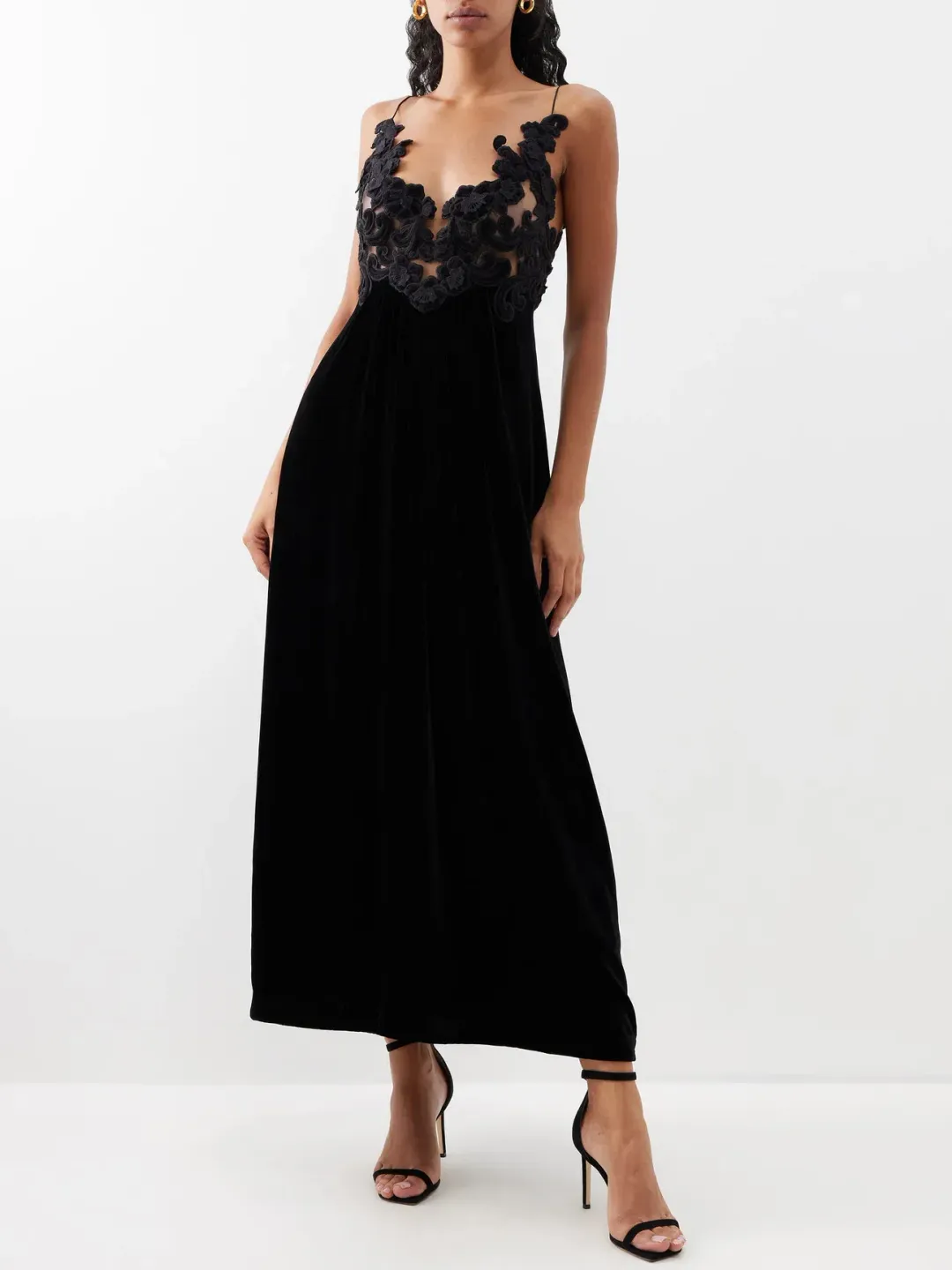 Zimmermann Sensory Bodice Velvet Slip Dress Black Size 3 / AU 12-14 for rent on The Volte - main image