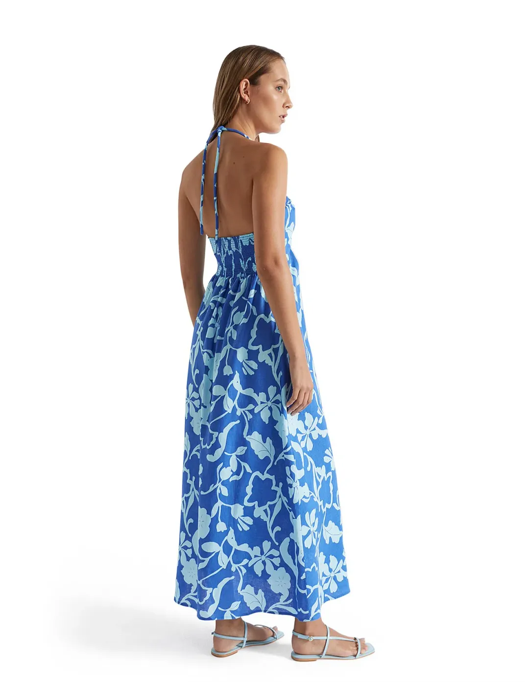 Seed Heritage Linen Halter Dress Deep Ocean Floral Size 6 for rent on The Volte - main image