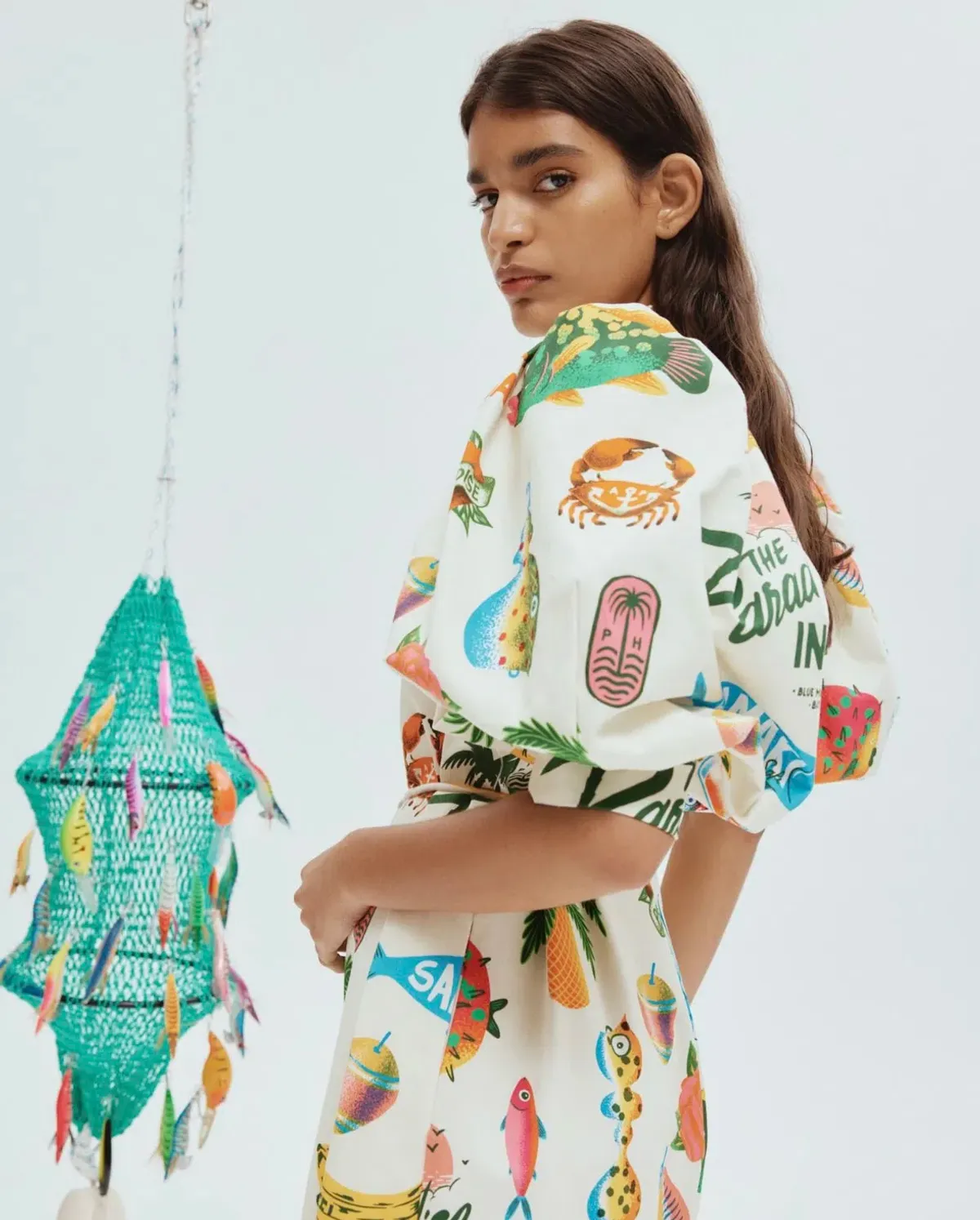 Alemais Samaki Puff Sleeve Midi Dress in Multi Size AU 16 - Image 4