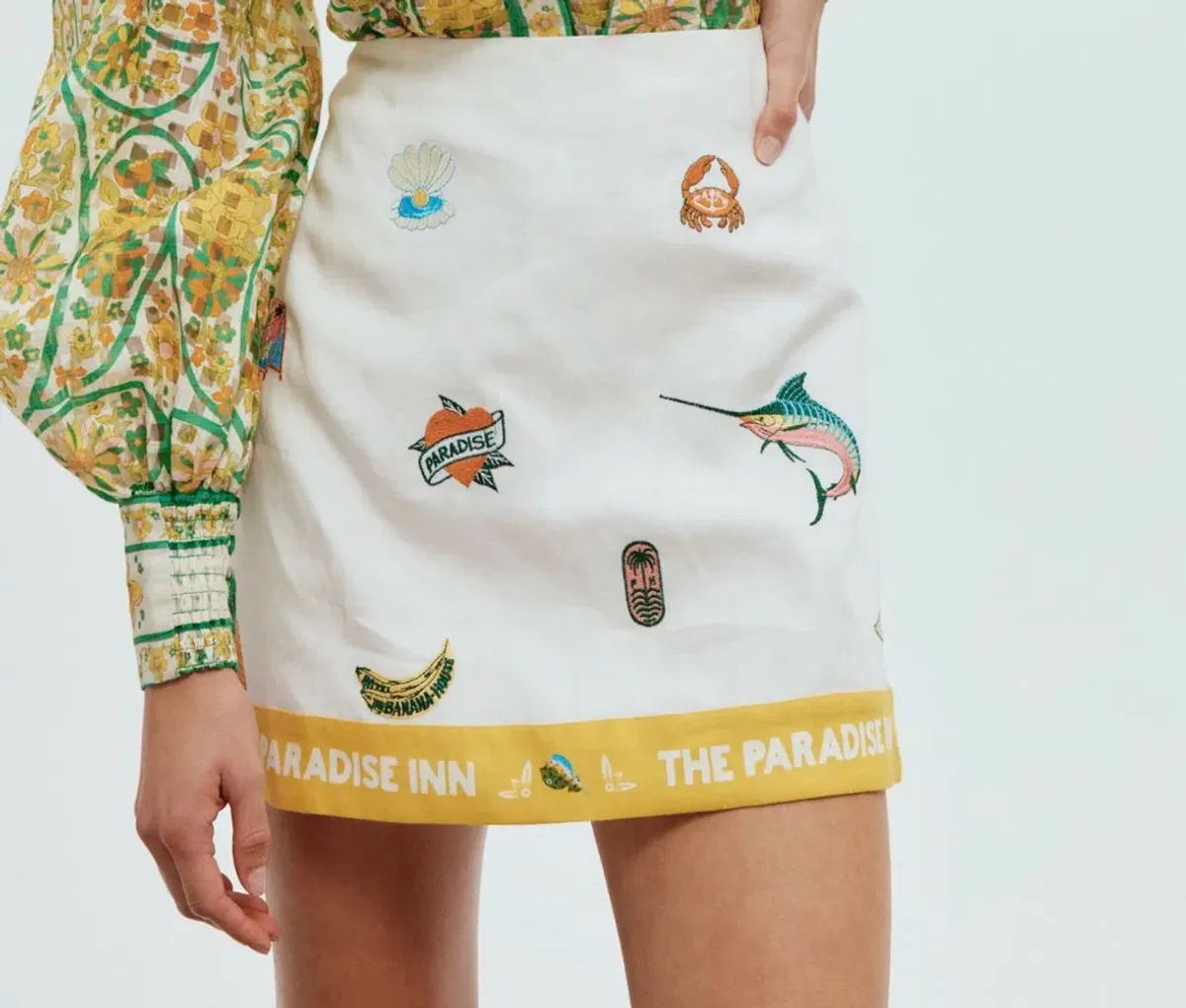 Alemais Blue Marlin Embroidered Shirt AU 14 and Skirt AU 16 in Print - Image 6