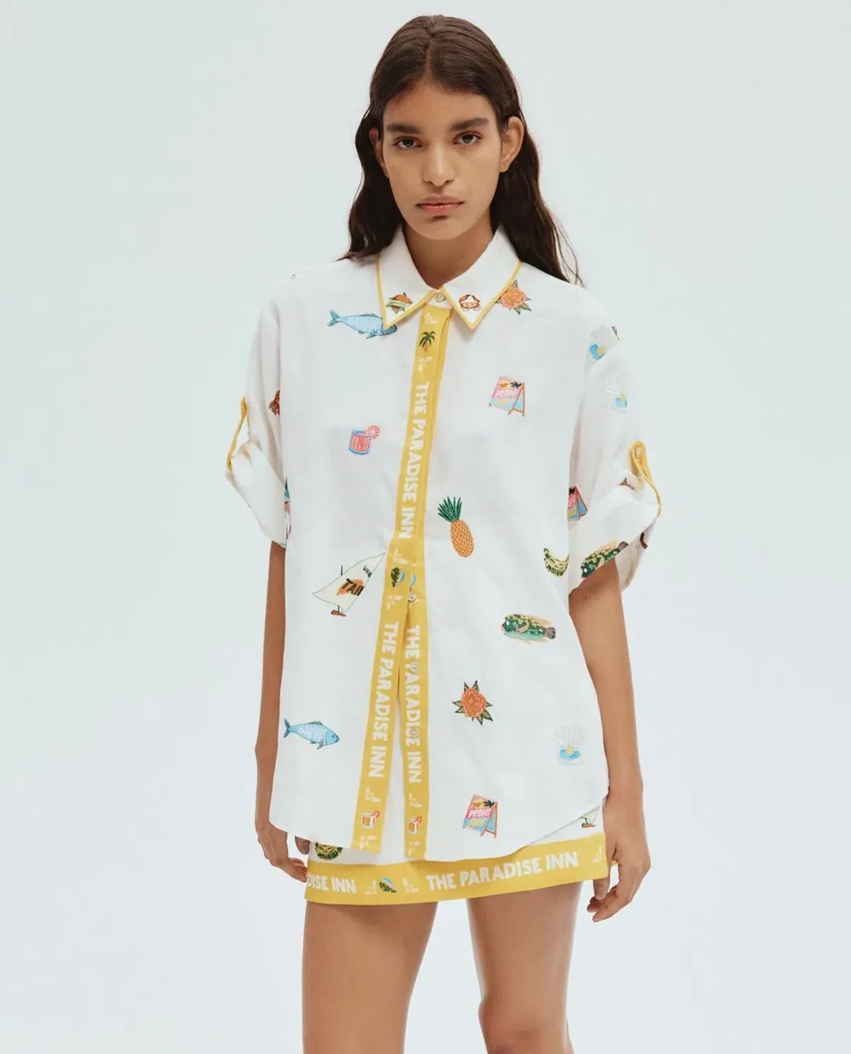 Alemais Blue Marlin Embroidered Shirt AU 14 and Skirt AU 16 in Print - Image 2