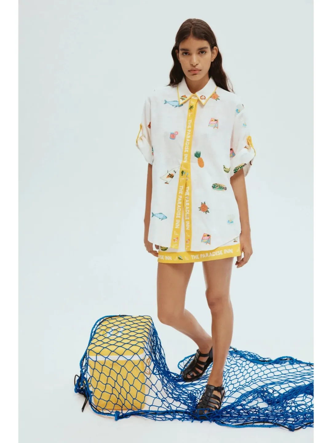 Alemais Blue Marlin Embroidered Shirt AU 14 and Skirt AU 16 in Print for rent on The Volte - main image