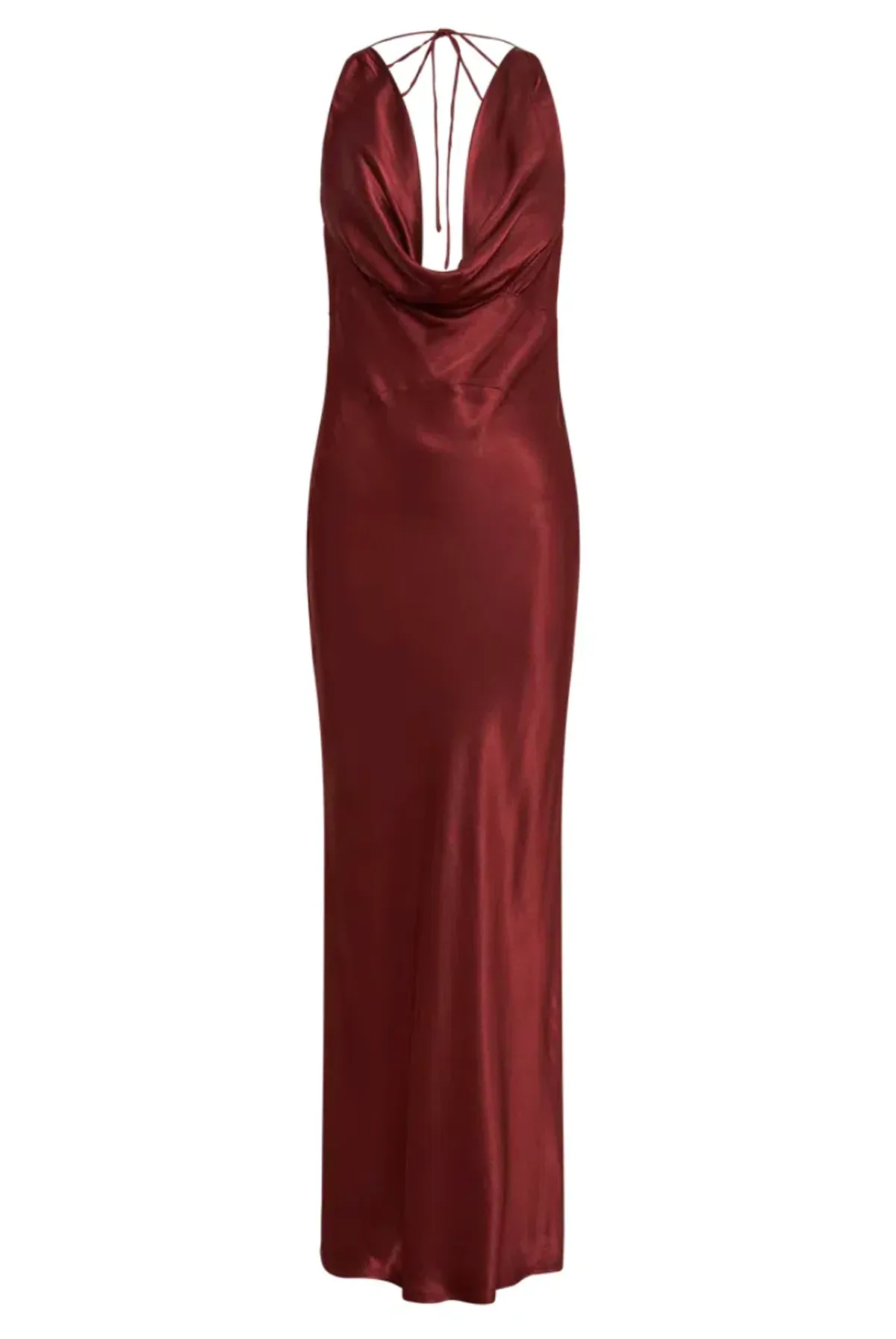 MESHKI Angelique Satin Cowl Back Maxi Dress Berry in Size S / AU 8 - Image 7