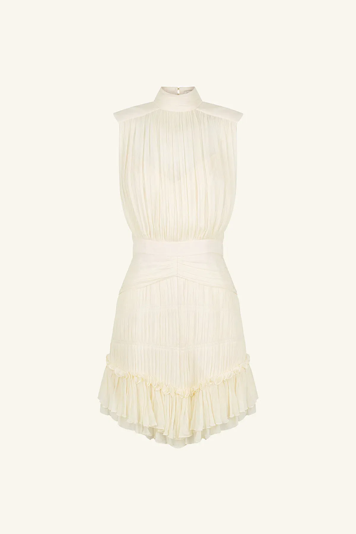Shona Joy Victoria Sleeveless Ruched Mini Dress Cream Size 10 - Image 4