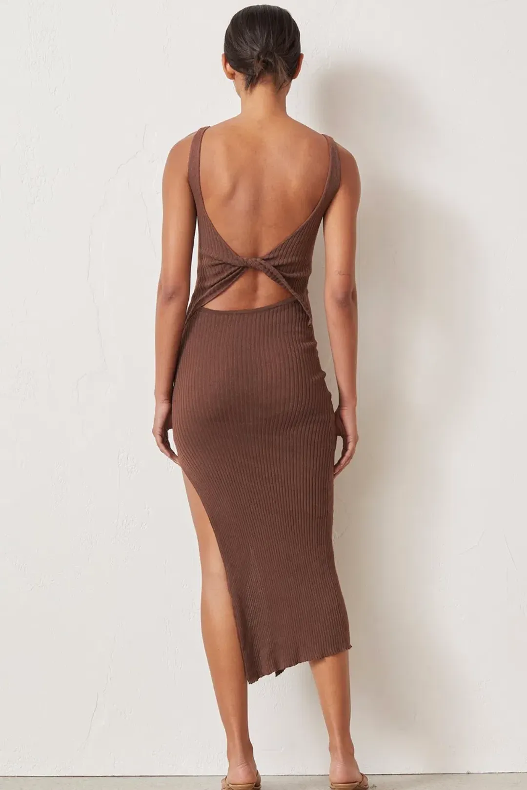 Bec & Bridge Riviera Knit Midi Dress Cedar Brown Size 10 for rent on The Volte - main image
