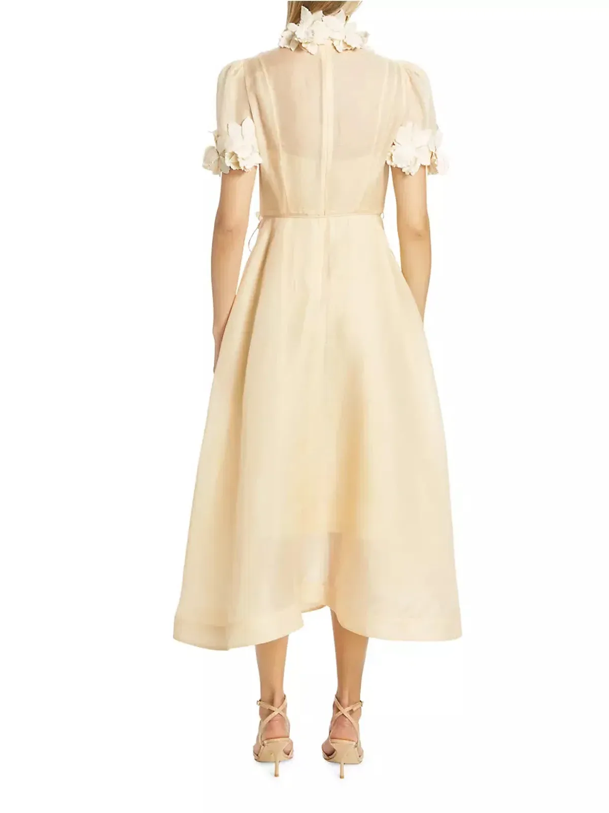 Zimmermann Luminosity Liftoff Flower Midi Dress Cream Size 0P / AU 6 - Image 3