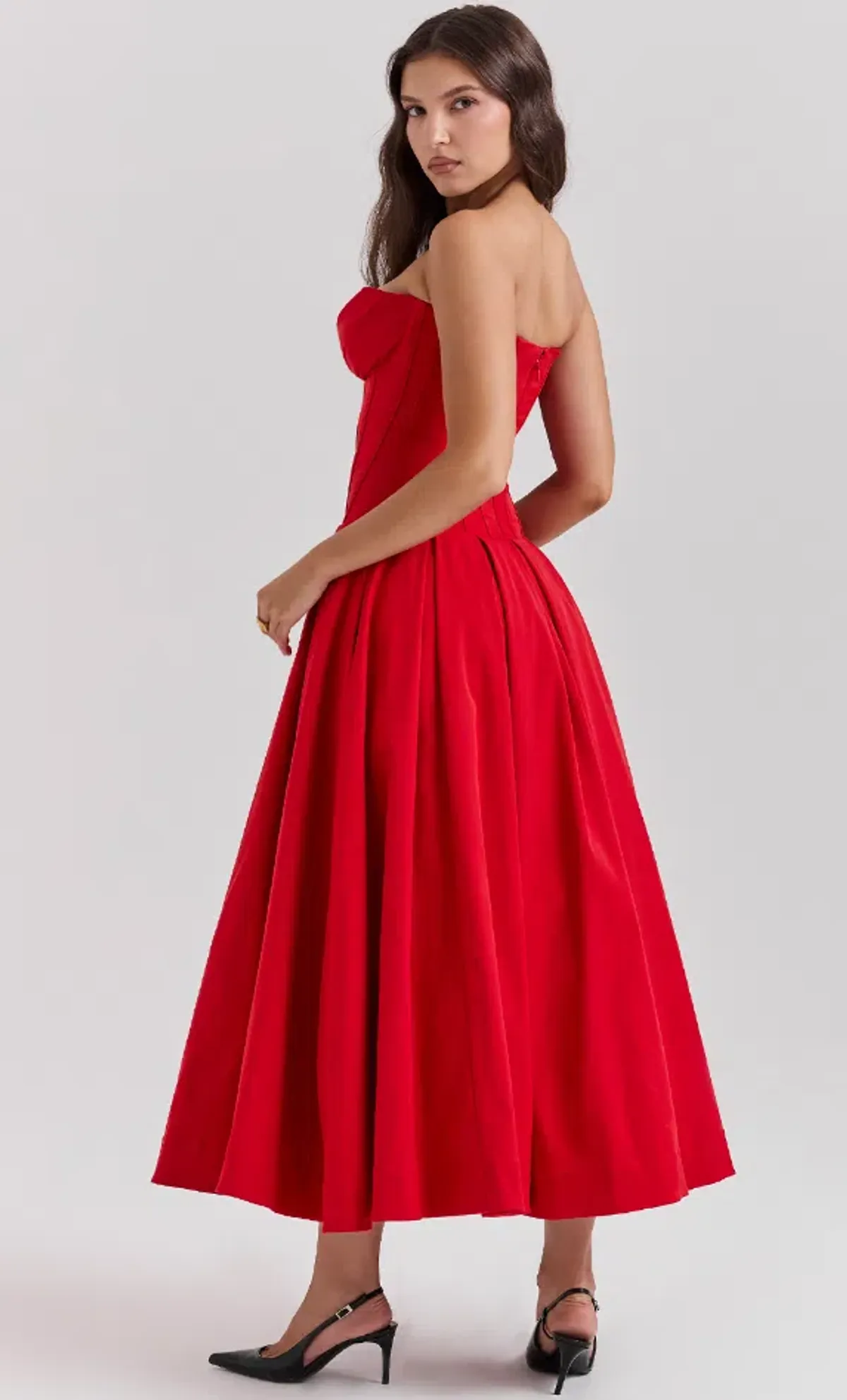 House Of CB Lady Strapless Midi Tulle Dress  Scarlet Size S/Au 8  - Image 2