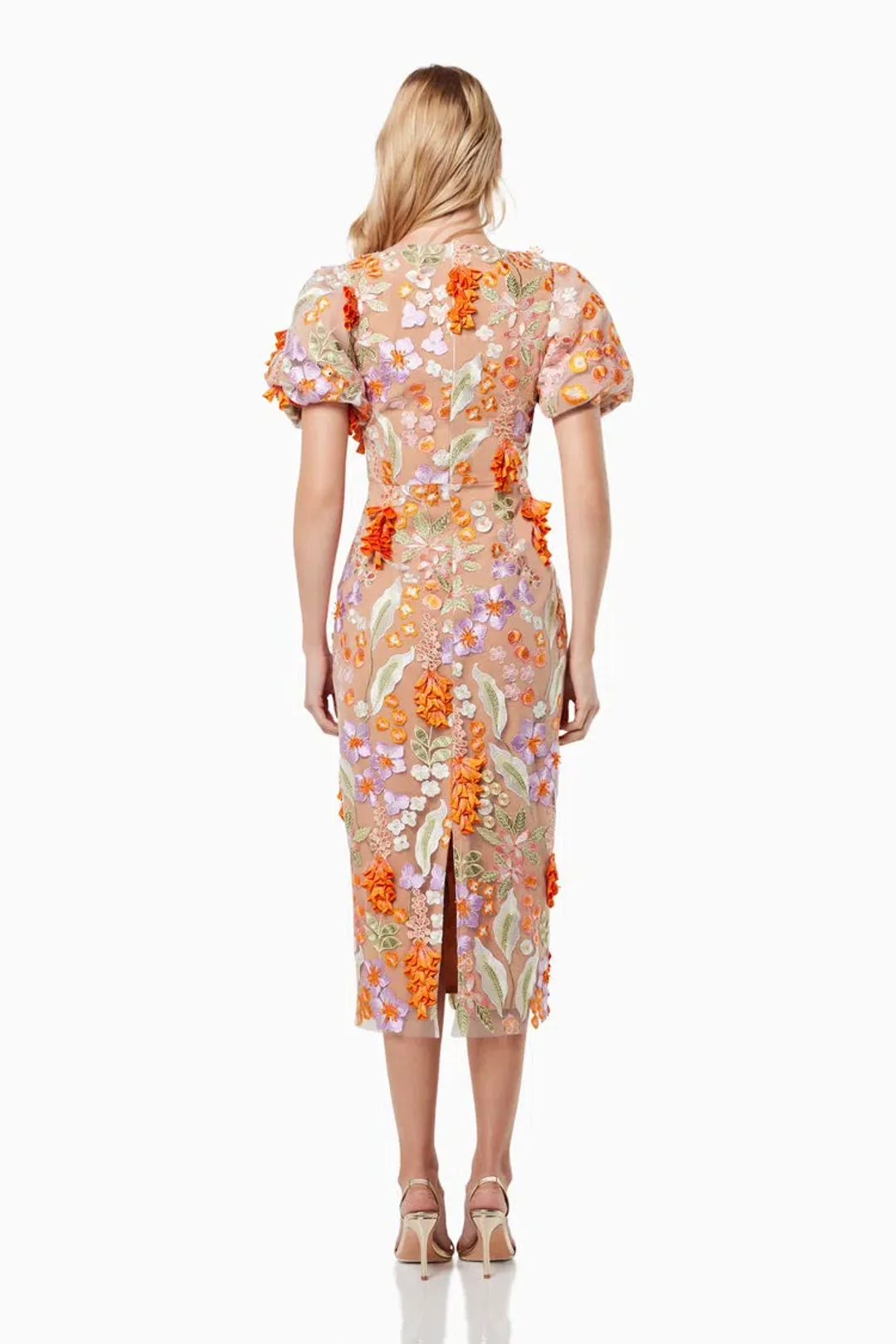 Elliatt Remix 3D Floral Midi Dress Multi Size S / AU 8 for rent on The Volte - main image