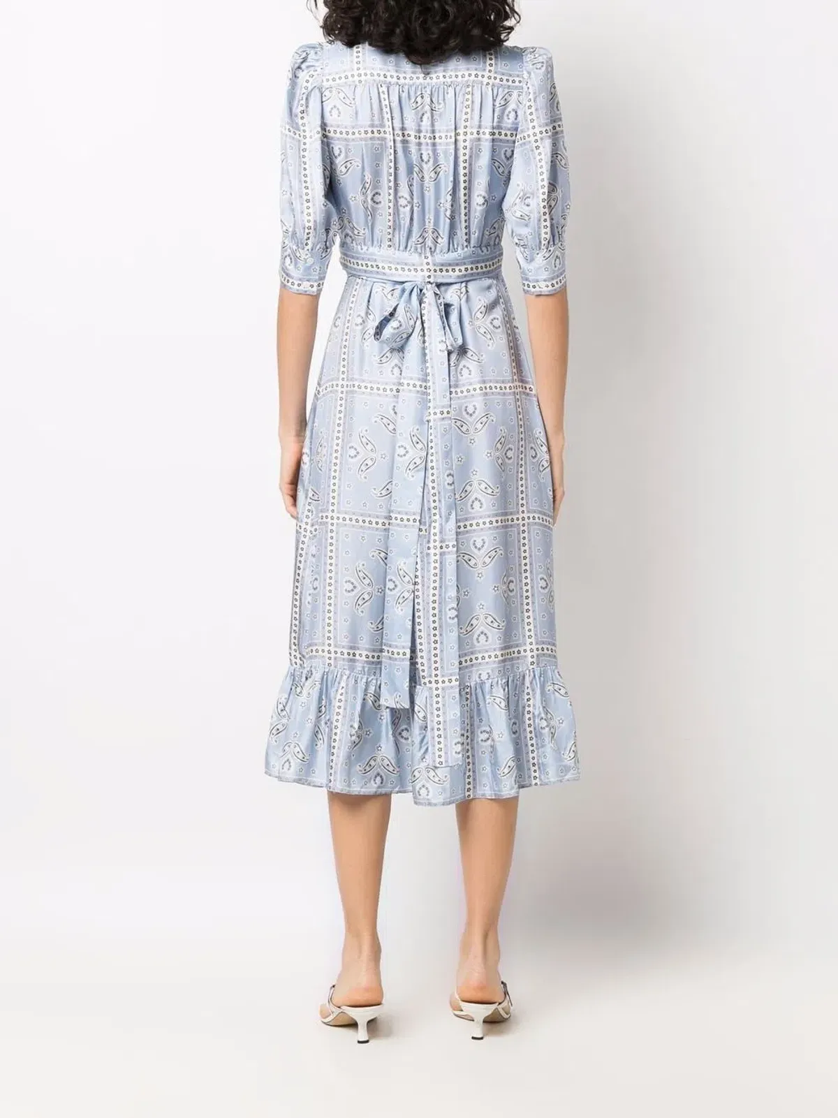 Sandro Enrika Midi Dress Sky Blue Size 6 - Image 3