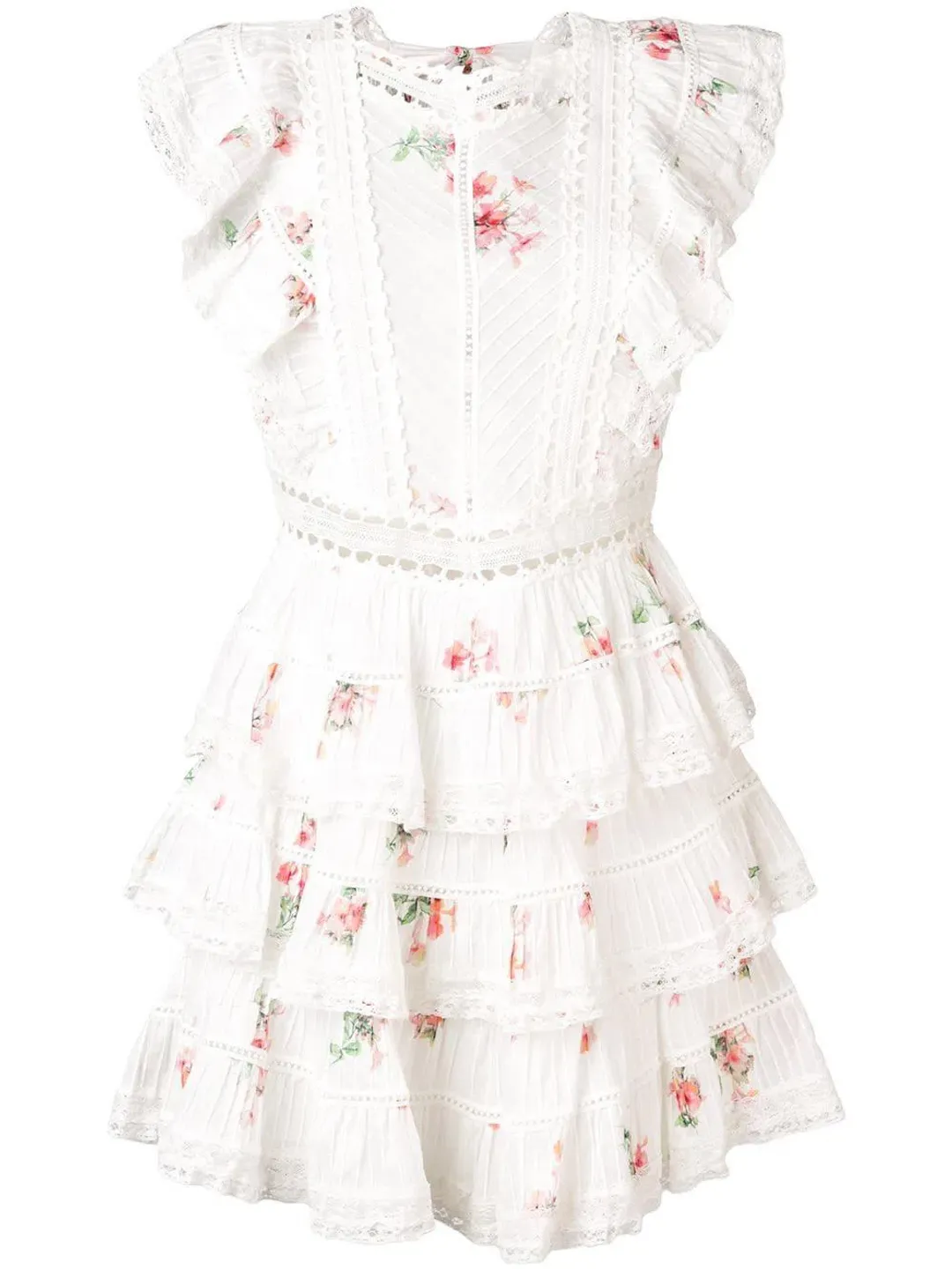 Zimmermann Heathers Pintuck Frill Short Dress In Floating Bouquet Size 6 for rent on The Volte - main image