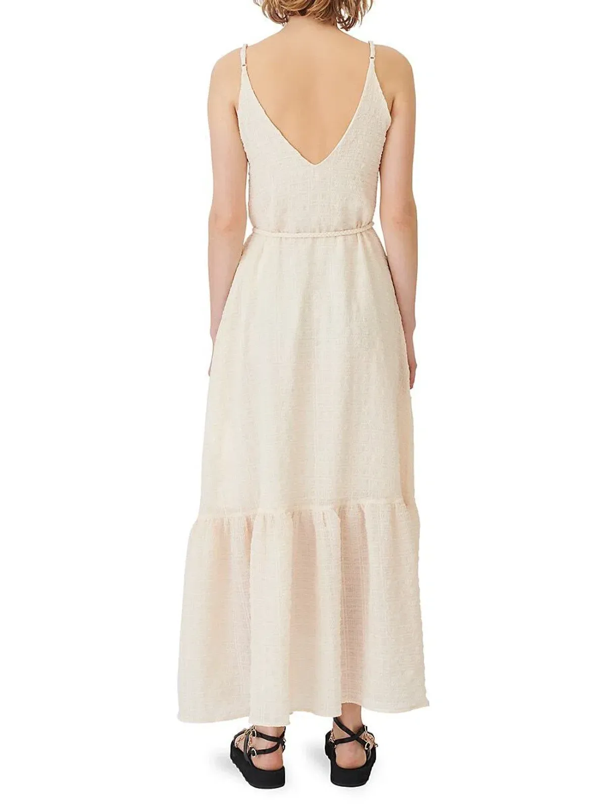 Maje Rolio Strappy Woven Maxi Dress Ecru Cream Size 34 / AU 6 - Image 3