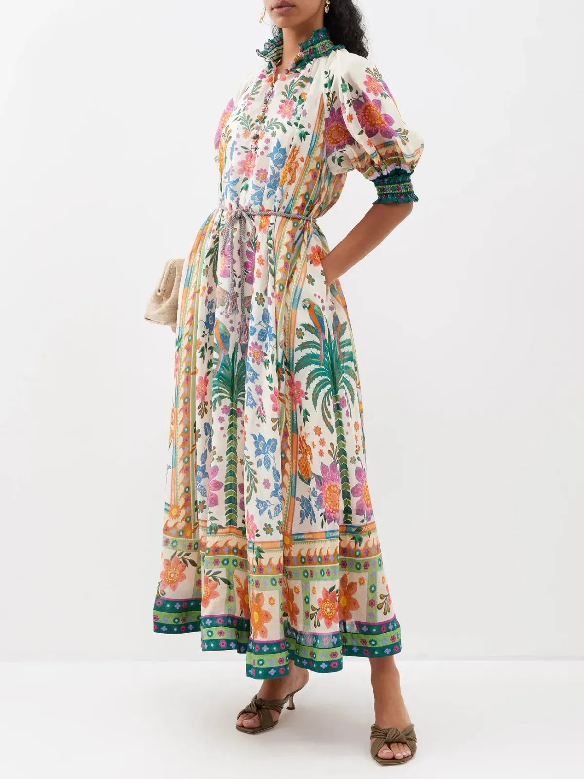 Zimmermann Ginger Swing Maxi Dress Cream Multi Size 3 / AU 14 - Image 3