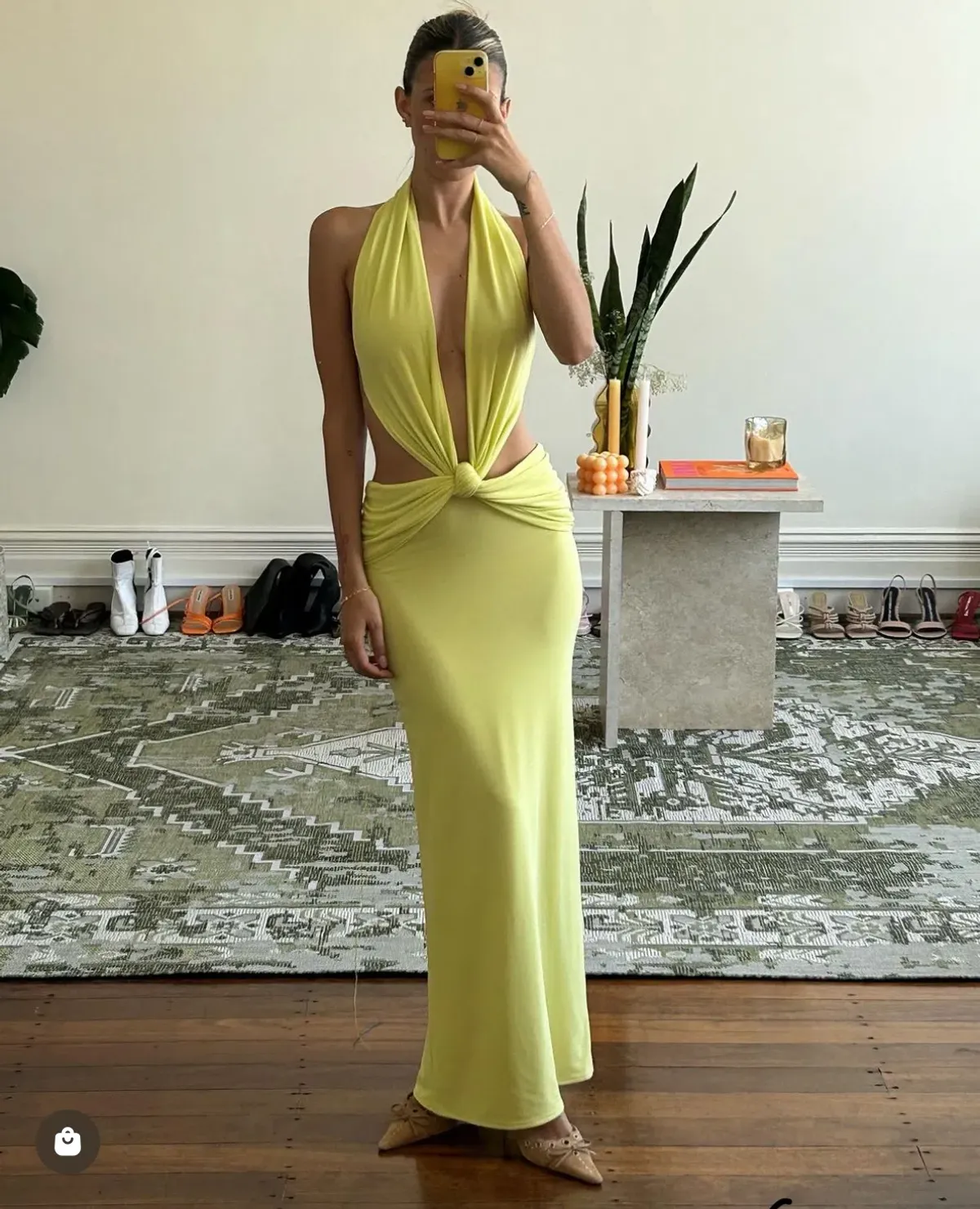 Deconduarte Elin Maxi Dress in Lime Mesh Size 8 - Image 3