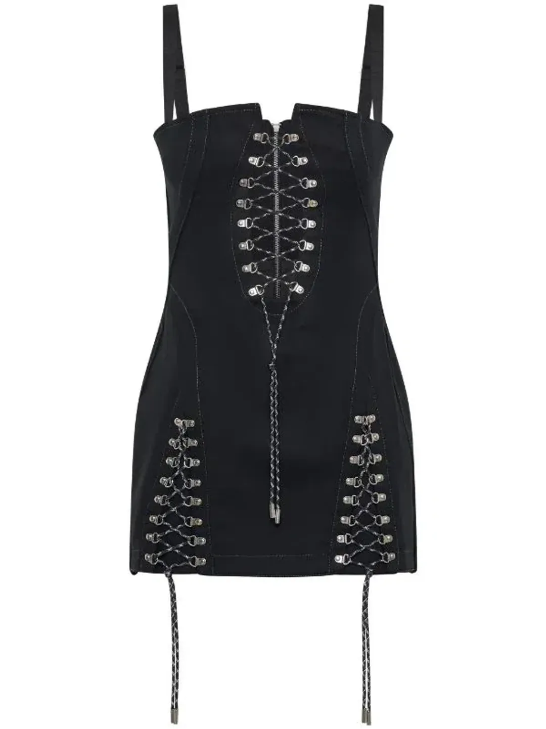 Dion Lee Hiking Laced Mini Dress Black Size 10 for rent on The Volte - main image
