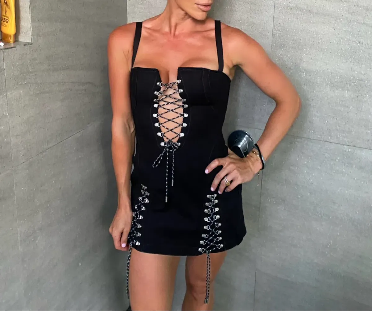 Dion Lee Hiking Laced Mini Dress Black Size 10 - Image 2