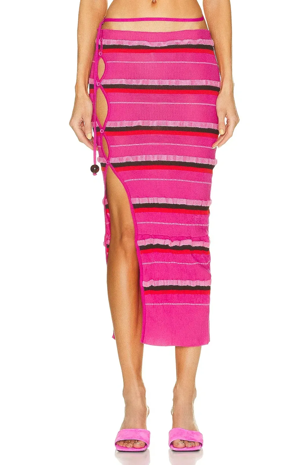 Jacquemus La Jupe Mailed Concha Dark Pink Size 8 for rent on The Volte - main image