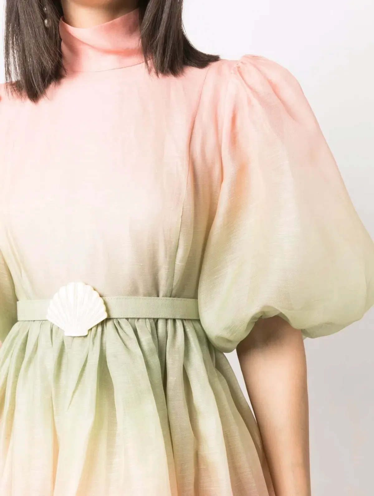 Zimmermann Postcard Puff Sleeve Midi Dress Ombre Watermelon Size 1 / AU 10 - Image 2