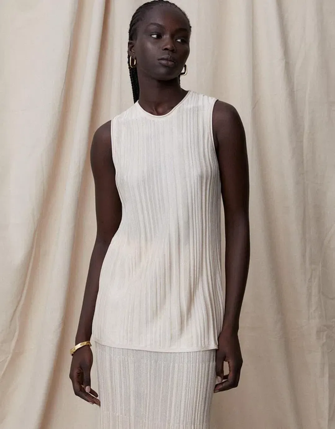 Blanca Adelina Top and Skirt Set Cream Size 8 for rent on The Volte - main image