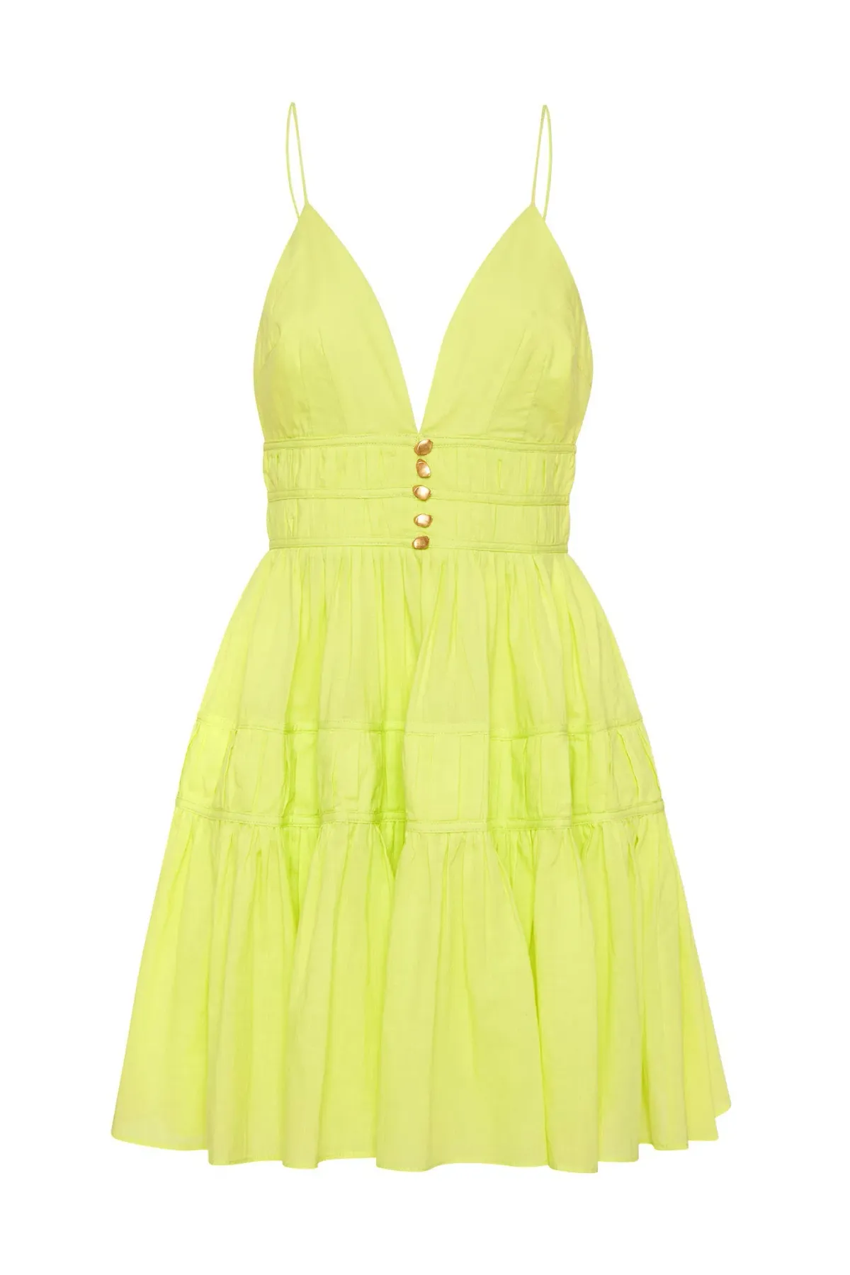 Aje Grace Tiered Mini Dress Light Lemon Size 10 - Image 3