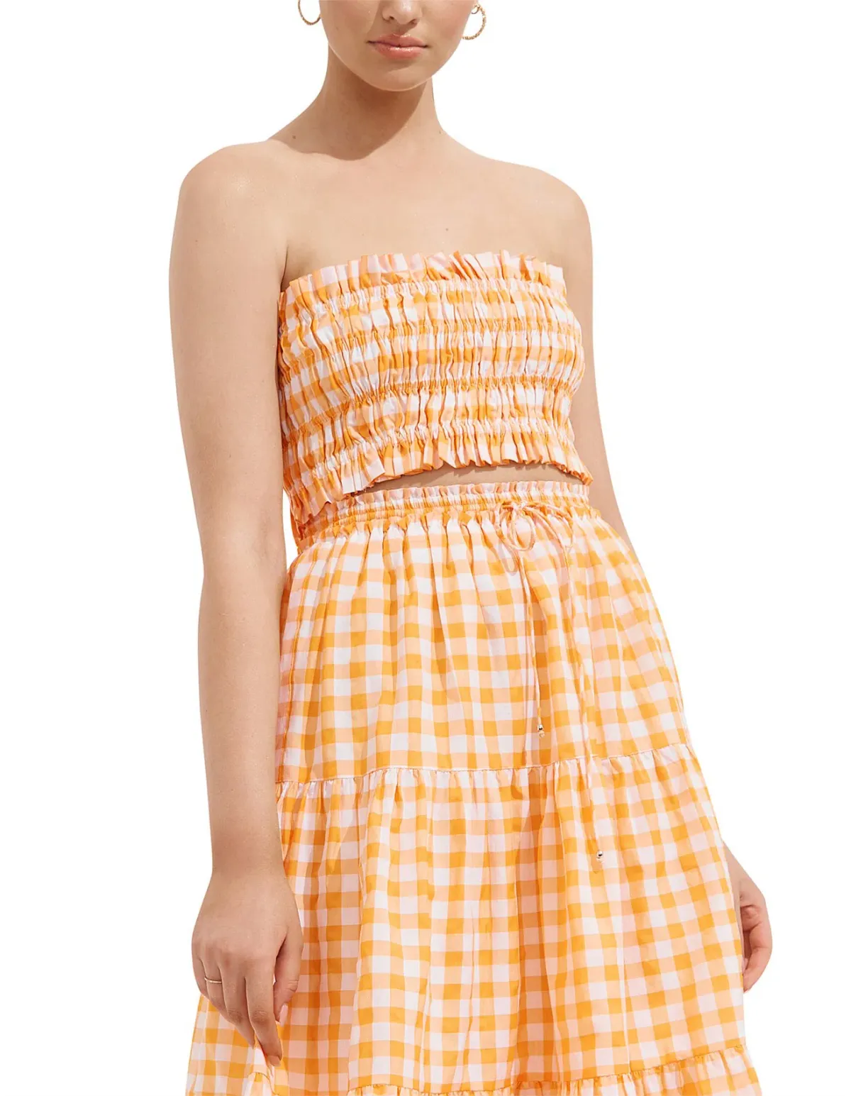 Steele Paradise Crop Top and Erica Skirt Set Papaya Check Size XS / AU 6 - Image 3